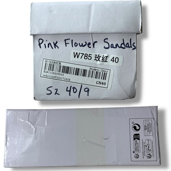 Pink Flower Sandals Slide Clear transparent Strap Block Heels Women's Sz 40/9 - Picture 4 of 11